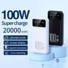 Powerbank 20000mAh mit 100W Super Charge und QC3.0 - LED-Licht - Weiß