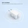 FIXED Mini GaN hálózati töltő, 2x USB-C + USB, PD 100W, fehér