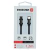 Swissten adatkábel textil, USB-C / USB-C, 1,2m, fekete