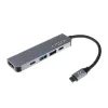 Alumínium USB-C elosztó FIXED HUB Mini, 5 port, notebookokhoz és táblagépekhez, szürke