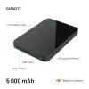 FIXED MagZen 5 Crystal powerbank vezeték nélküli Qi2 töltéssel és MagSafe támogatással, 5 000 mAh, fekete