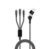 Maxlife kábel ALLin1 USB + USB-C - Lightning + 2x USB-C 1,0 m 66 W, čierny