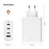 FIXED GaN hálózati töltő, 3x USB-C + USB, PD 3.0, 120W, fehér