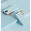Powerbank 20000mAh 4 beépített kábellel, 2x USB-A, 1x USB-C, PD 22,5W, QC 3.0, LED kijelző, kék színű