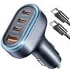 Lisen Nabíječka do auta s USB-C kabelem, USB, 3× USB-C, 101 W, 12 V–24 V, černá