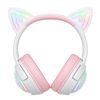 Onikuma GT838 Kabellose Gaming Kopfhörer mit RGB LED Beleuchtung und Katzenohren - Rosa