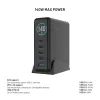 FIXED GaN dokkoló töltőállomás kijelzővel, 4x USB-C + USB, PD 3.2, 140W, fekete
