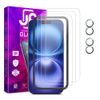 JP Mega Pack Szkło hartowane, 3 szkła na telefon z aplikatorem + 2 szkła na obiektyw, iPhone 16 Plus