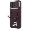 Karl Lagerfeld Leather Ring Stand 360 KC Pin MagSafe ümbris iPhone 17 Pro Max / 18 Pro Max – burgundia