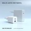 FIXED Mini GaN hálózati töltő, 2x USB-C + USB, PD 65W, fehér