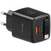 Swissten SlideCharge adapter s izvlačivim USB-C kabelom GaN 45W, 1x USB-A 18W, crni