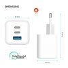 FIXED Mini GaN hálózati töltő, 2x USB-C + USB, PD 65W, fehér