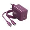 Forcell F-Energy GaN III Ladegerät - 2x USB-C 60W Netzteil mit USB-C Kabel - Weinrot