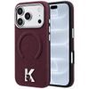 Karl Lagerfeld Grained Leather Embossed Ring MagSafe ümbris iPhone 17 Pro / 18 Pro – burgundia