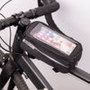 Geantă impermeabilă pentru bicicletă cu suport de telefon, negru