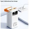 Powerbank 80.000 mAh, 120W PD + QC, 4 USB + 2 Kabel, LED-Licht, weiß