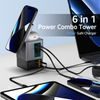 Σταθμός Φόρτισης PowerCombo Tower 6σε1 GaN3 Pro με Ασύρματη Φόρτιση, 105W, Γκρι