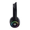 Onikuma B90 Gaming Headset Bluetooth - met LED Kattenoortjes - Zwart