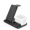 DeskCharge Station Pro Πολυλειτουργικός σταθμός ασύρματης φόρτισης 5 σε 1 με ρολόι και οργανωτή, μαύρο
