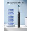 Sonický elektrický zubní kartáček se sadou 8 hlavic, 45 000 vibrací/min, 5 režimů, černý