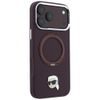 Karl Lagerfeld Leather Ring Stand 360 KC Pin MagSafe ümbris iPhone 17 Pro Max / 18 Pro Max – veininpunane
