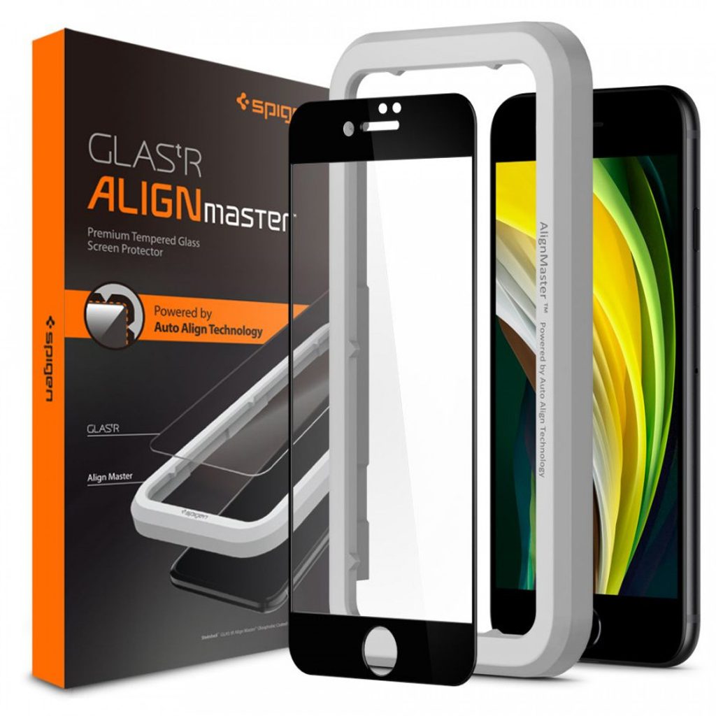 Spigen Full Cover Glass ALM FC Tvrdené sklo, iPhone 7 / 8 / SE 2020, čierne  | Tvrdeneskla.eu