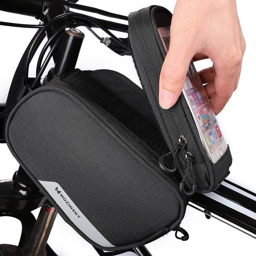 Wozinsky taška na bicykel + odnímateľný kryt telefónu do 6,5 ", 1,5 l,  čierna (WBB7BK) | Tvrdeneskla.eu