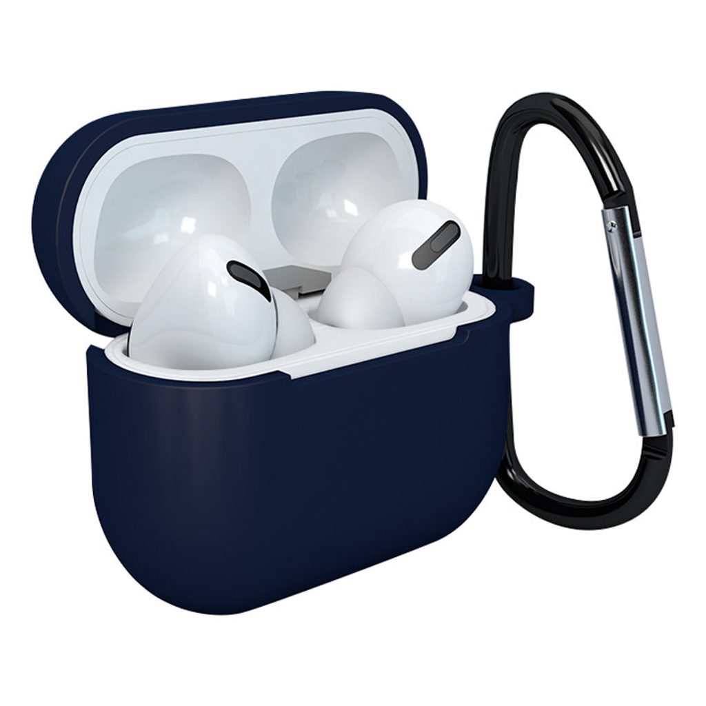 Mäkké silikónové púzdro na slúchadlá Apple AirPods 3 s klipom, tmavo modré  (púzdro D) | Tvrdeneskla.eu