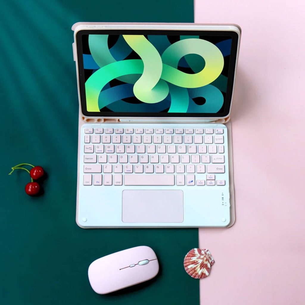 Pouzdro s klávesnicí, myší a touchpadem pro Apple iPad Mini 6 2021, růžové  | Tvrzenaskla.eu