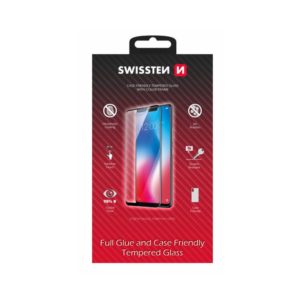 Swissten Full Glue, Color frame, Case friendly, Ochranné tvrdené sklo,  Apple iPhone 12 Mini, čierne | Tvrdeneskla.eu