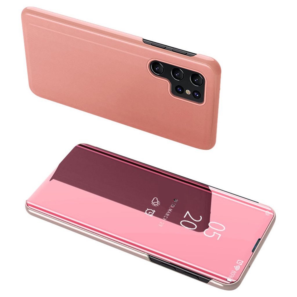 Clear view husă roz pentru telefon Samsung Galaxy S23 Ultra | Momanio.ro