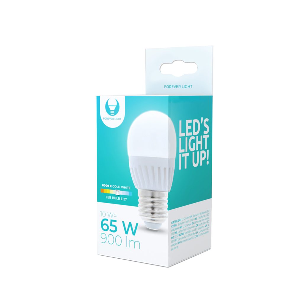 LED žárovka E27 G45 10W 230V 6000K 900lm ceramic Forever Light |  Tvrzenaskla.eu