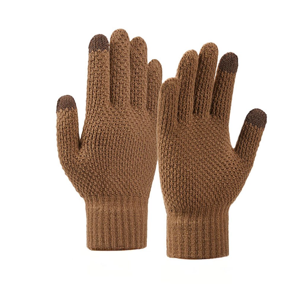 Zimske pletene rokavice za telefon, rjave | Momanio.si