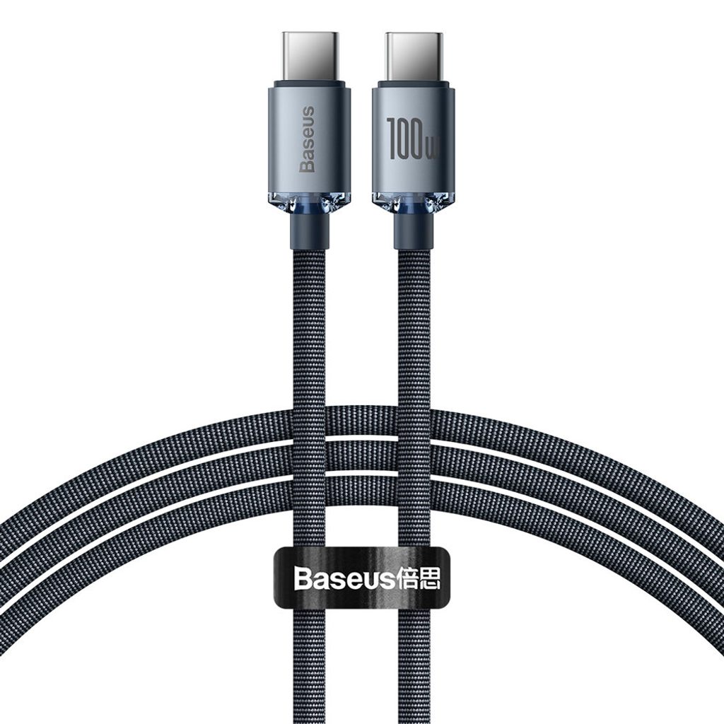 Baseus Crystal Shine sorozatú gyorstöltő kábel, USB-C USB-C-re, 100W, 1,2m,  fekete (CAJY000601) | Momanio.hu