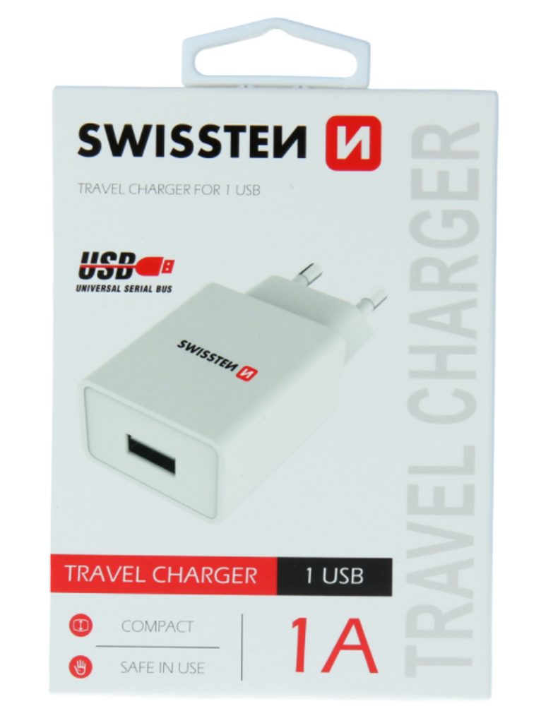 Swissten hálózati adapter smart IC 1x USB, 1A teljesítmény, fehér |  Momanio.hu