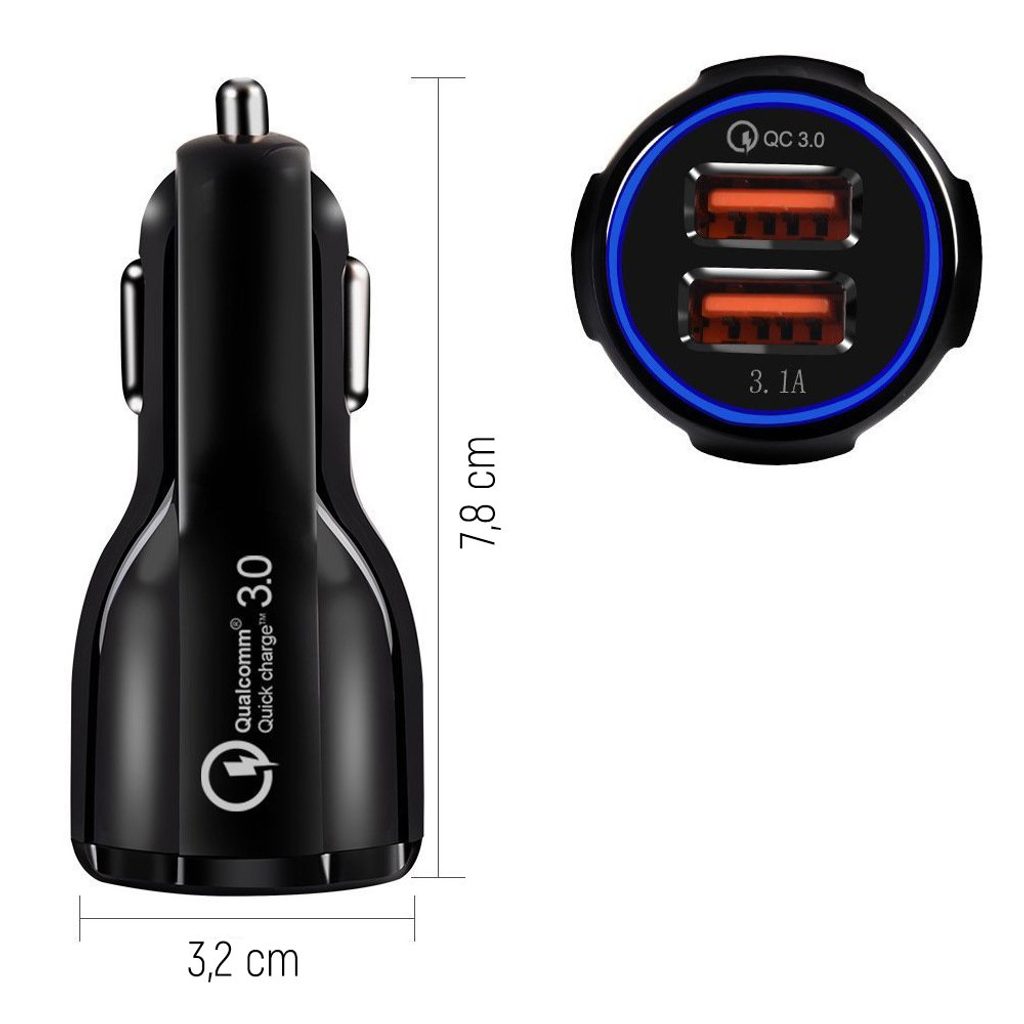 Wozinsky univerzális autós töltő, 2x USB Quick Charge 3.0 QC3.0 3.1A,  fekete (WCC-02) | Momanio.hu