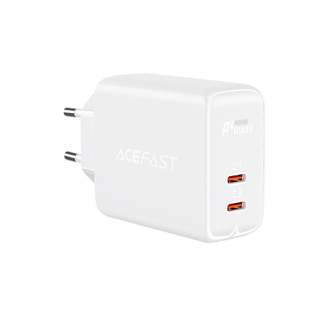Acefast adapter 2x USB-C 40W, PPS, PD, QC 3.0, AFC, FCP, fehér (A9 fehér) |  Momanio.hu