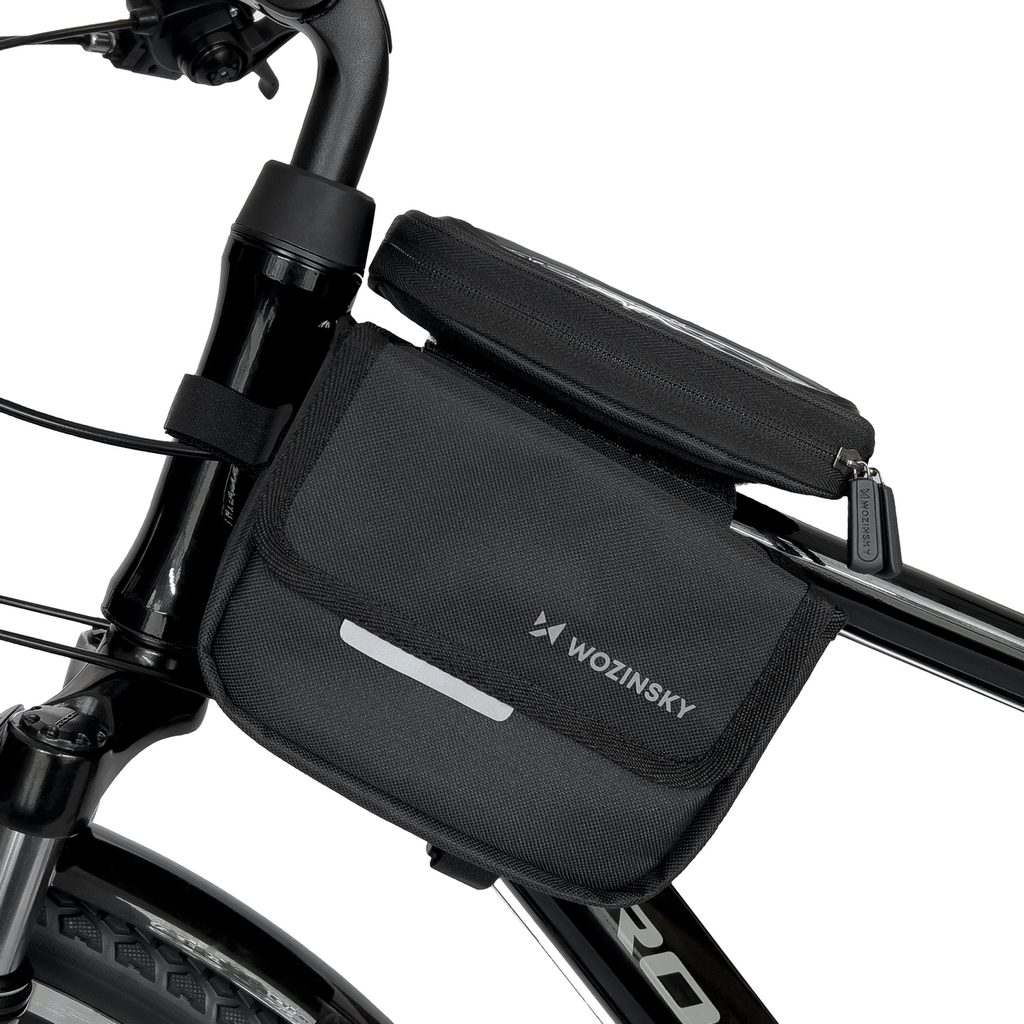 Wozinsky rámová vodotesná taška na bicykel s puzdrom na telefón, 1,5 l,  čierna (WBB26BK) | Tvrdeneskla.eu