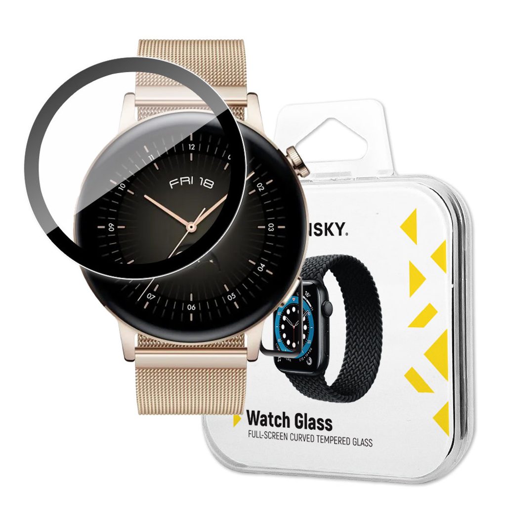 Folie de sticlă securizată hibrid Wozinsky Watch Glass, Huawei Watch GT 3  46 mm, neagră | Momanio.ro