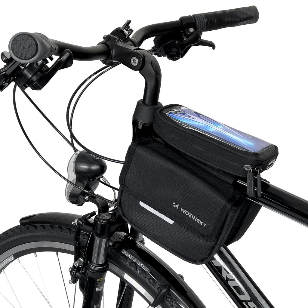 Wozinsky rámová vodotesná taška na bicykel s puzdrom na telefón, 1,5 l,  čierna (WBB26BK) | Tvrdeneskla.eu
