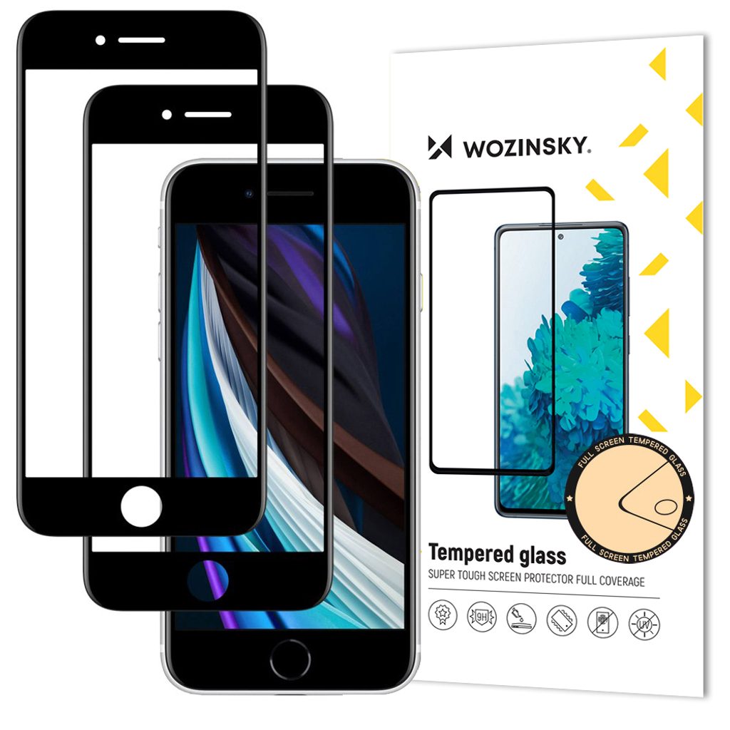 Wozinsky 2x 5D Tvrzené sklo, iPhone 6 / 6S / 7 / 8 / SE 2020 / SE 2022,  černé | Tvrzenaskla.eu