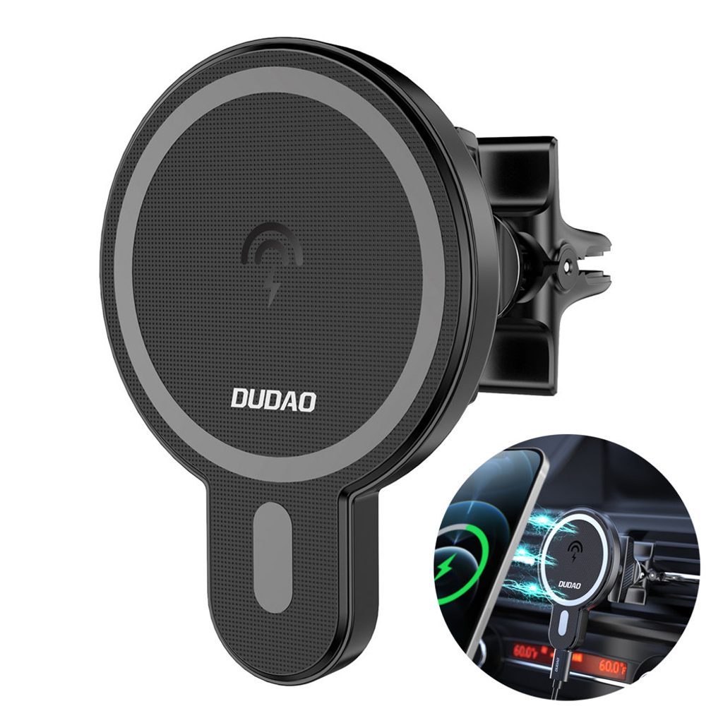 Dudao Magnetický držák do auta s bezdrátovou Qi nabíječkou 15W  (kompatibilní s MagSafe), černá (F13) | Tvrzenaskla.eu