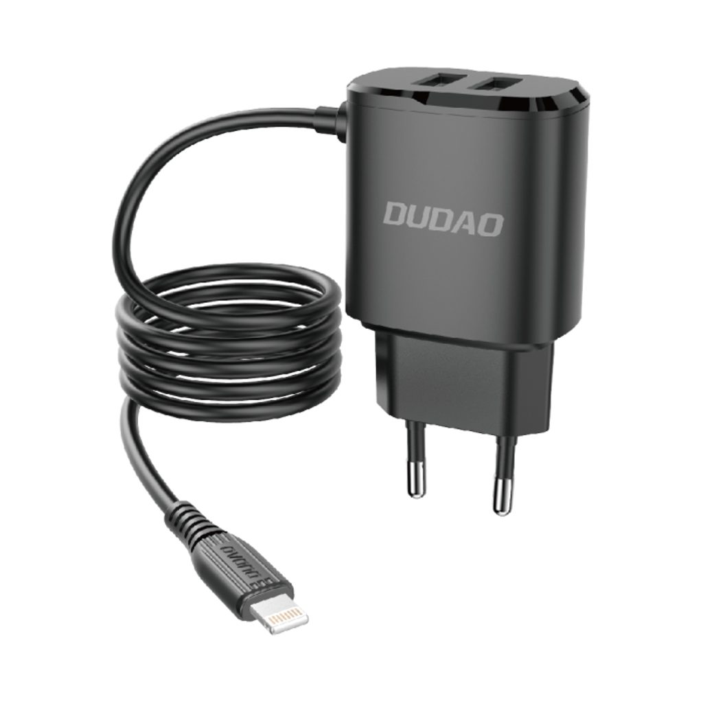 Dudao încărcător Lightning, cu 2 porturi USB, 12W, negru | Momanio.ro