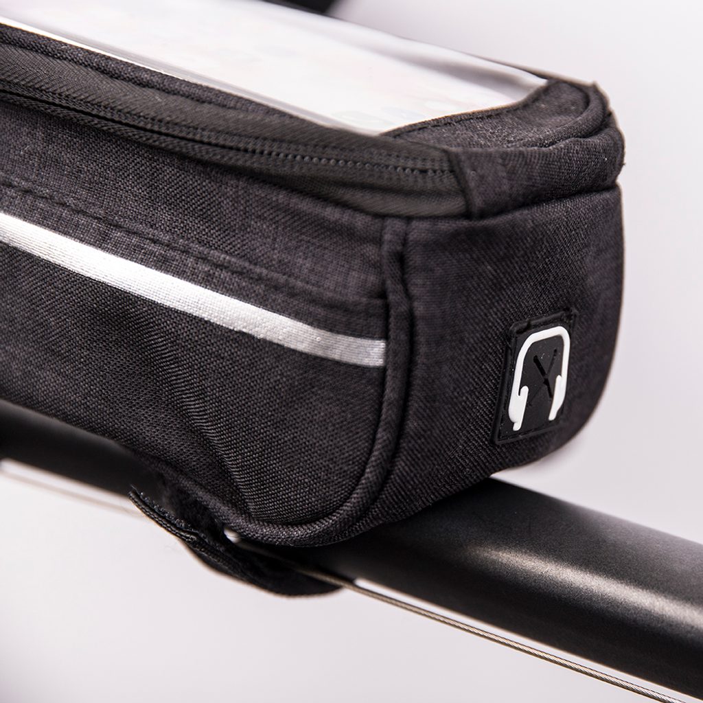 Vodotesná taška na bicykel s držiakom telefónu, čierna | Tvrdeneskla.eu