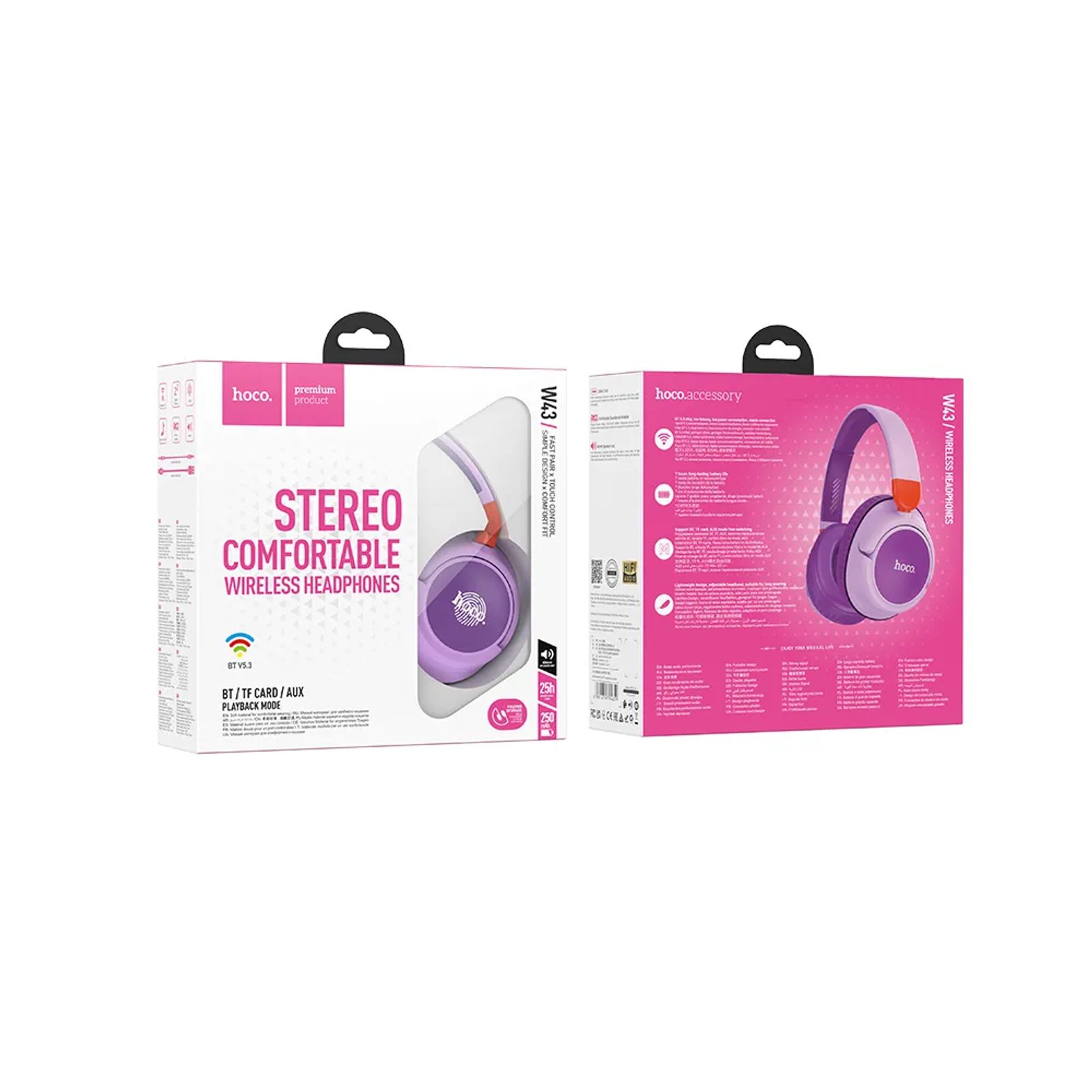 Hoco Adventure W43 Wireless bluetooth slušalice, ljubičaste | Momanio.hr