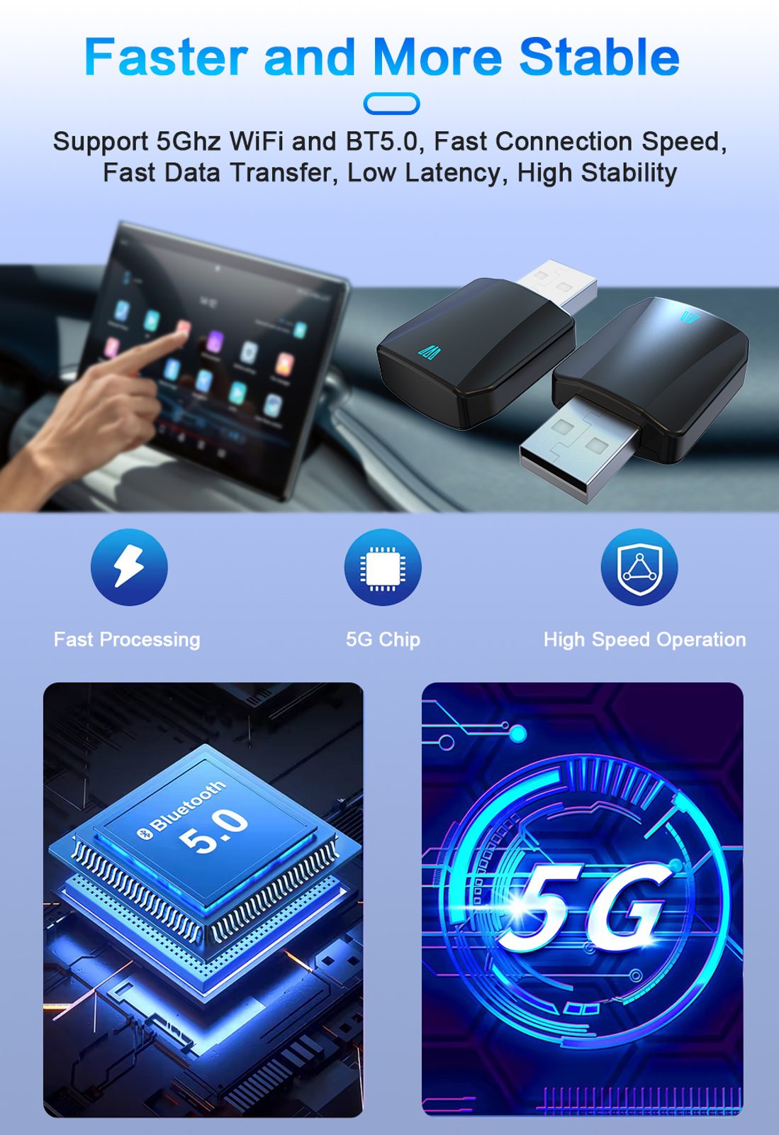 Brezžični adapter CarPlay Android Auto CA15 Plug & Play | Momanio.si