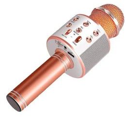 Bežični karaoke mikrofon s kontrolerom reprodukcije, ružičasti