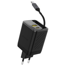 Dudao A67EU lādētājs ar iebūvētu izvelkamu USB-C kabeli GaN 67W PD – melns