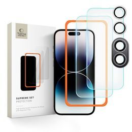 Tech-Protect Supreme set, 2 tvrzené skla s aplikátorem + sklo na čočku, iPhone 16