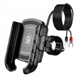 Kewig 360° Motociklistični držalo za telefon z polnjenjem 36 W, USB-C, črn